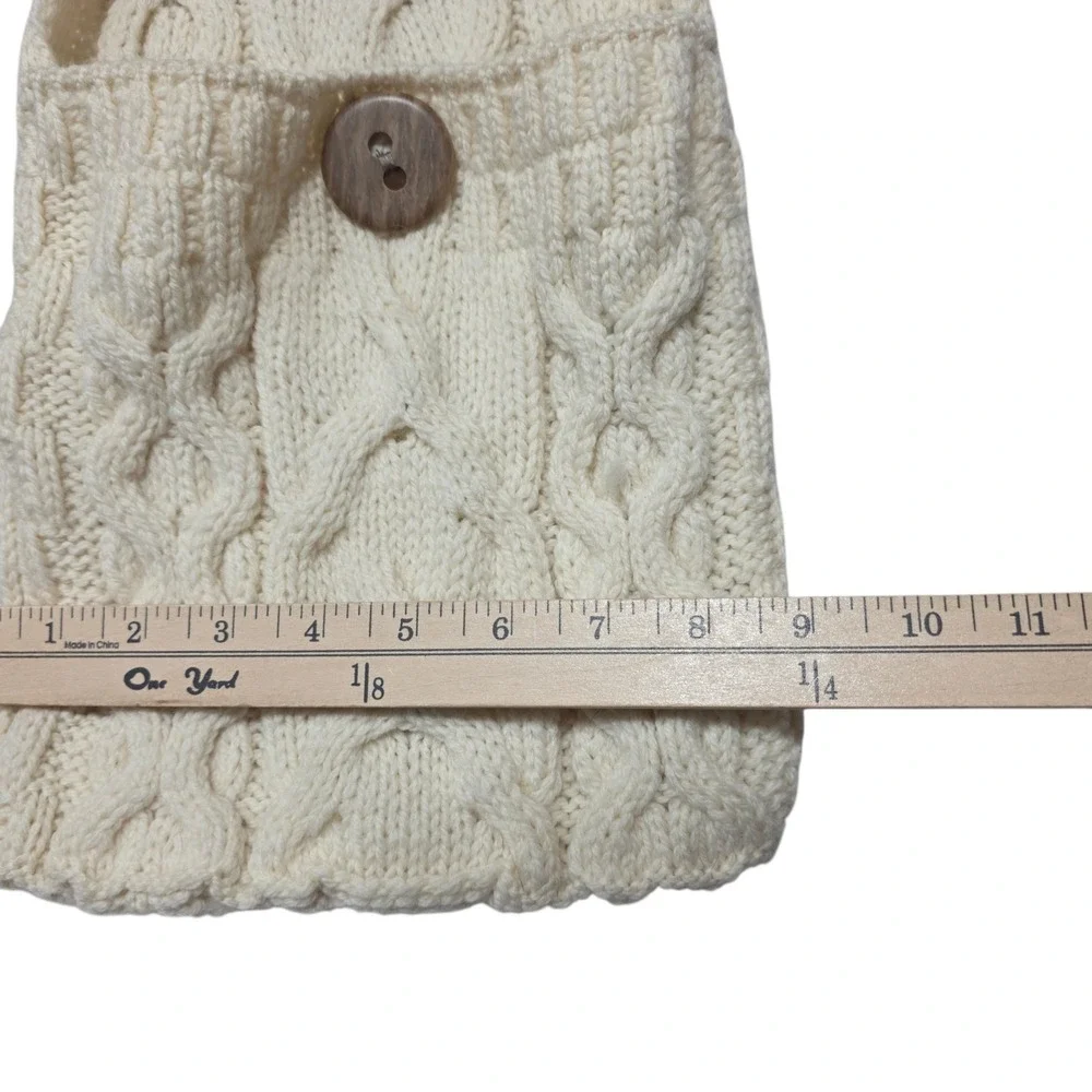 Aran‎ Woollen Mills Merino Wool Pocket Scarf Cream Cable Knit Made in Ireland
